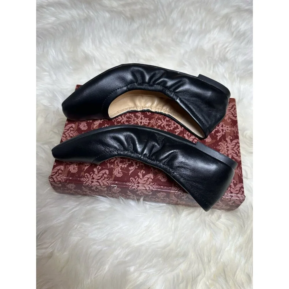 Jessica Simpson Sandaze Black Leather Slip on Travel Flat Size 5 1/2 M (36) - Picture 6 of 9